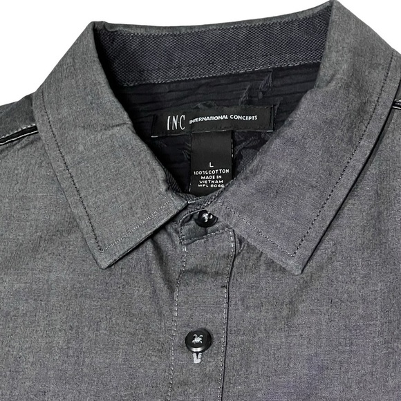 INC International Concepts Dark Grey Button Down Long Sleeve Men's Shirt Size L - Picture 5 of 16